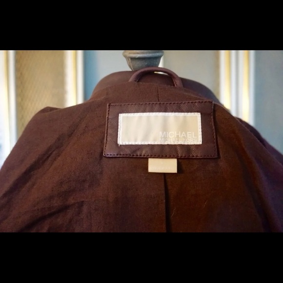 MICHAEL Michael Kors Leather Burgundy Wine Moto Jacket Small - Picture 5 of 7